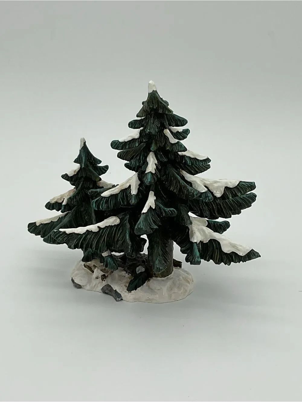 Carole Town Snowy Pine Double Tree Figurine